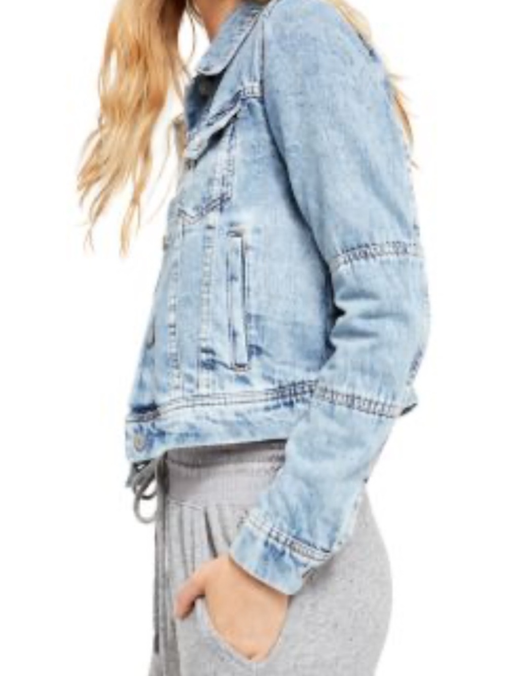 Free People Light Blue Washed Denim Jacket
